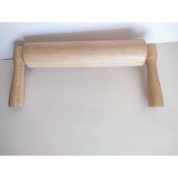 Angled 90 degree Wooden Handles Hardwood Rolling Pin 11 1/2" x 9" roll surface - Picture 1 of 8